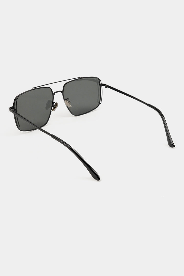 Double Bridge Square Sunglasses - Black - Mendeez