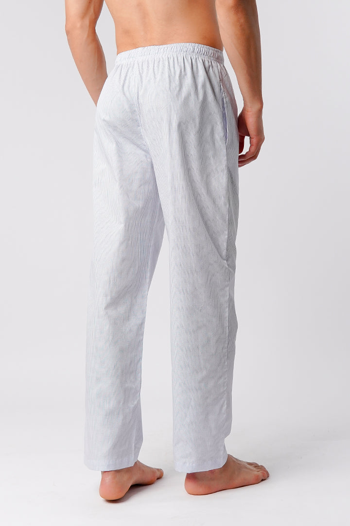Check Woven Pajamas - Blue & White - Mendeez