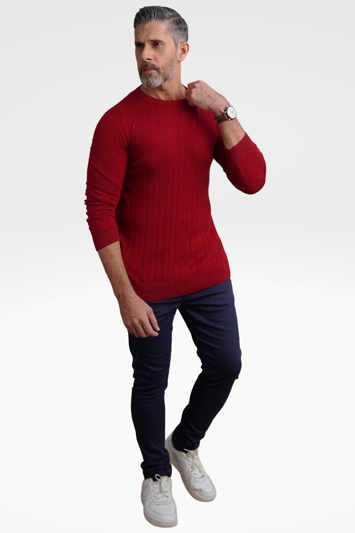 Scarlet Maroon Drop Needle Sweatshirt - Mendeez PK 