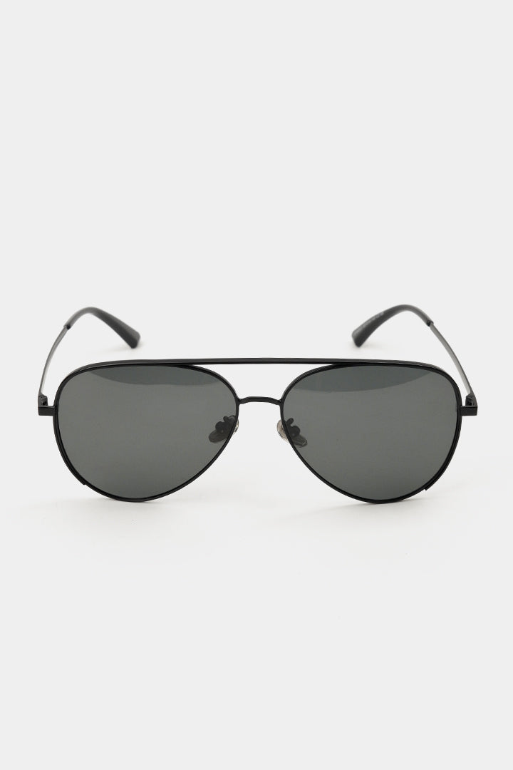Double Bridge Round Sunglasses - Black - Mendeez