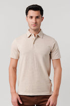Knitted Polo Shirt - Beige - Mendeez