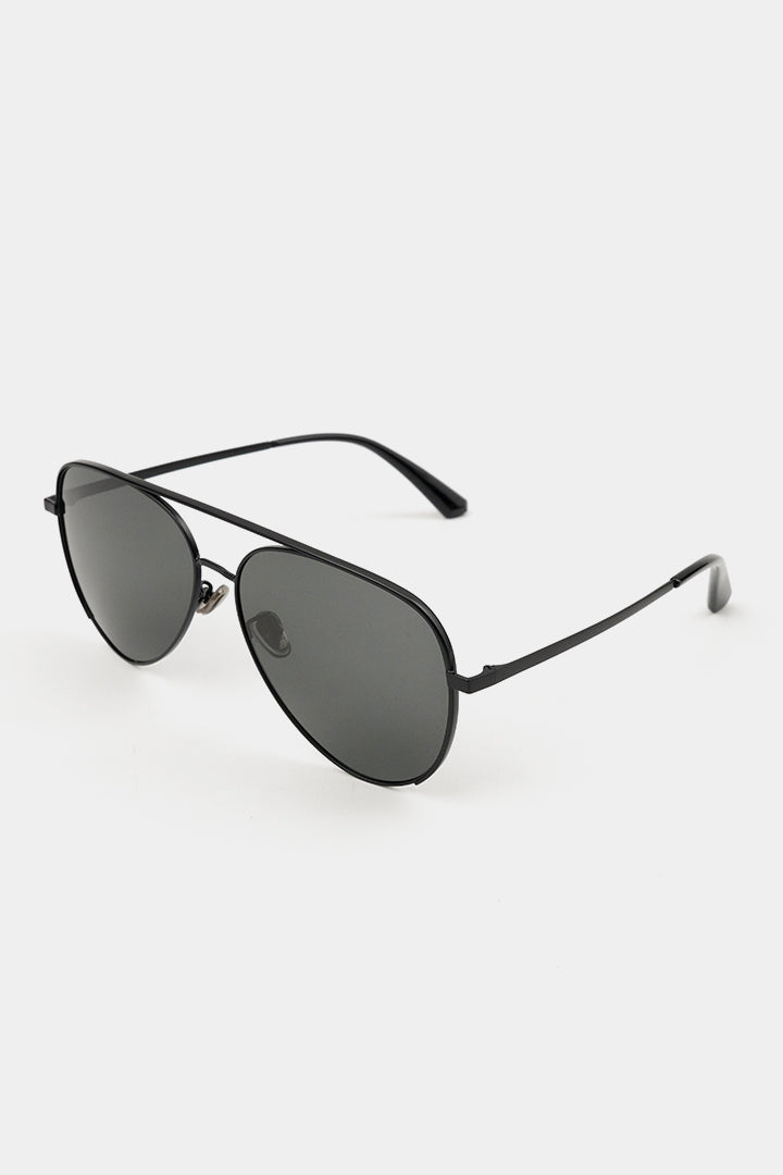 Double Bridge Round Sunglasses - Black - Mendeez