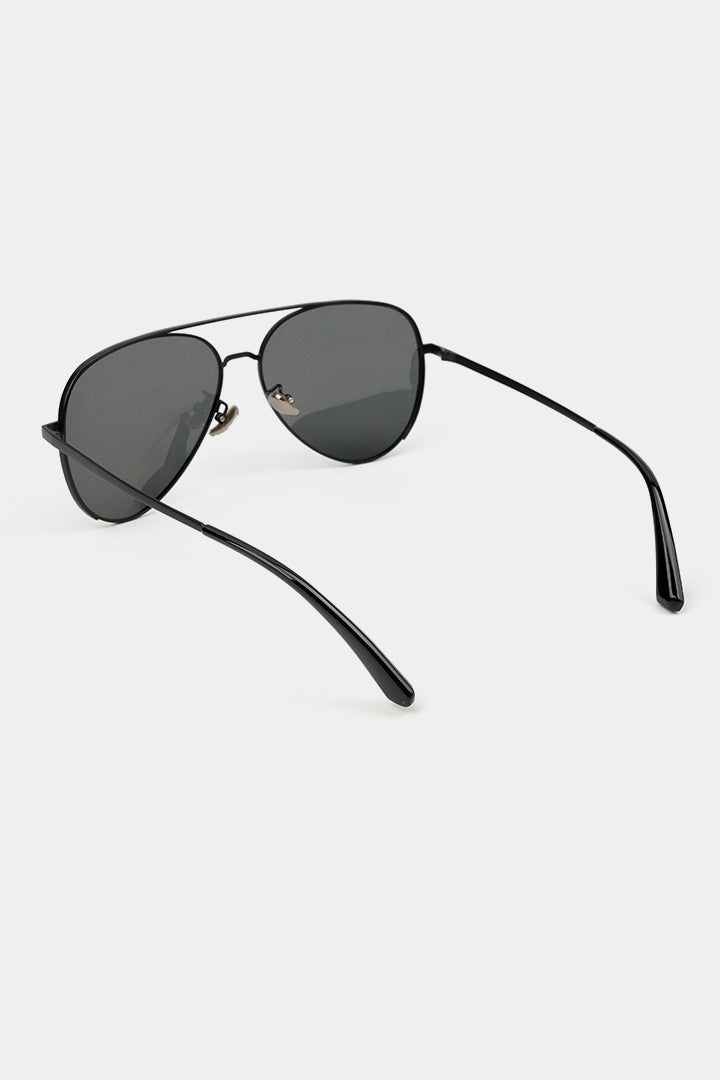 Double Bridge Round Sunglasses - Black - Mendeez