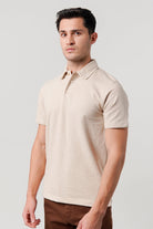 Knitted Polo Shirt - Beige - Mendeez