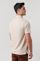 Knitted Polo Shirt - Beige - Mendeez