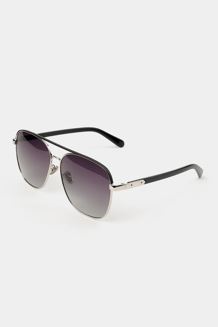 Double Bridge Square Sunglasses - Black - Mendeez