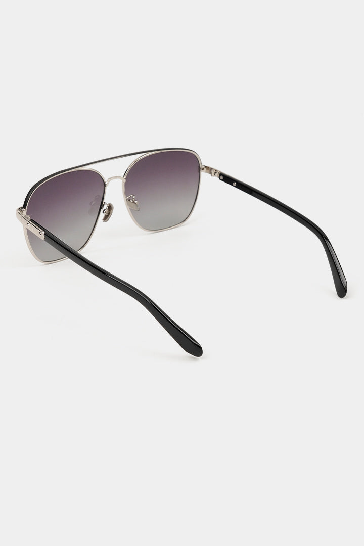 Double Bridge Square Sunglasses - Black - Mendeez