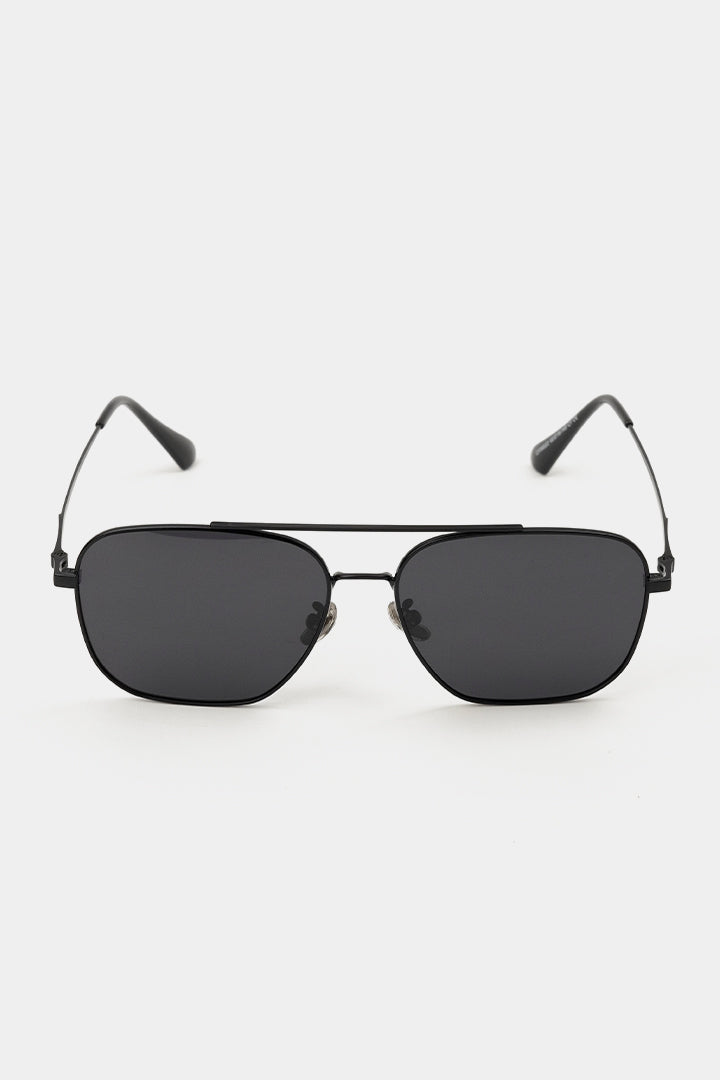 Double Bridge Square Sunglasses - Black - Mendeez