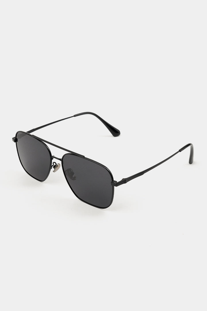 Double Bridge Square Sunglasses - Black - Mendeez