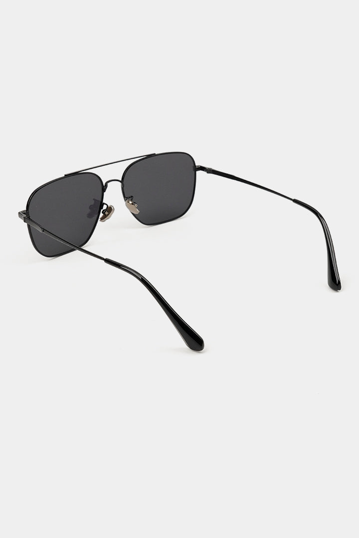 Double Bridge Square Sunglasses - Black - Mendeez