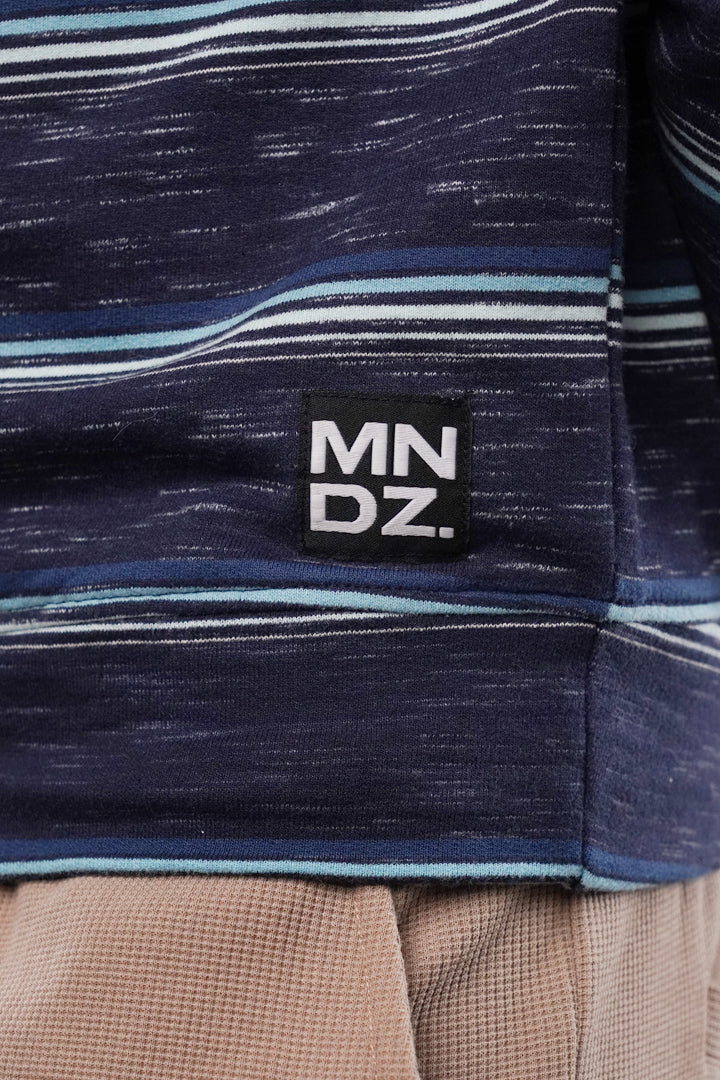 Striped Terry Sweatshirt - Blue - Mendeez