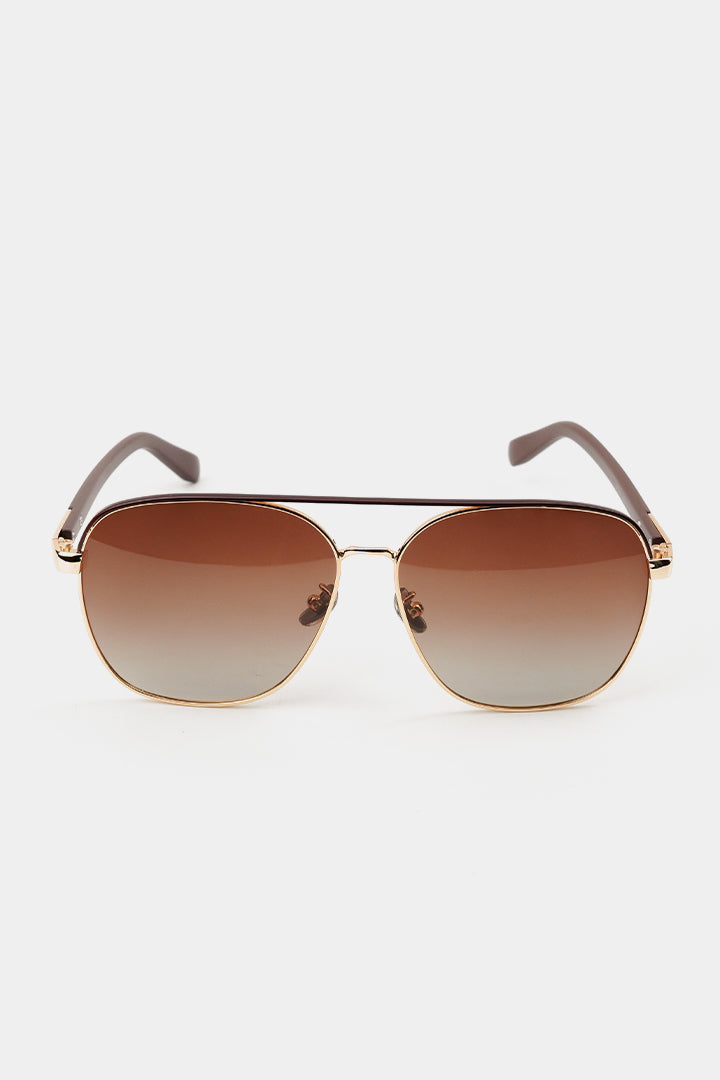 Double Bridge Square Sunglasses - Brown - Mendeez
