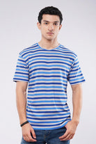 Striped T-Shirt - Grey & Blue - Mendeez