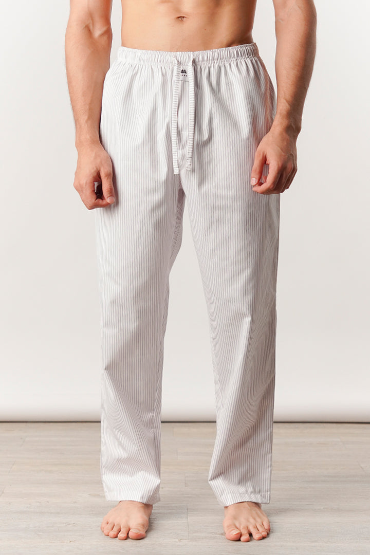 Striped Woven Pajamas - White & Blue - Mendeez