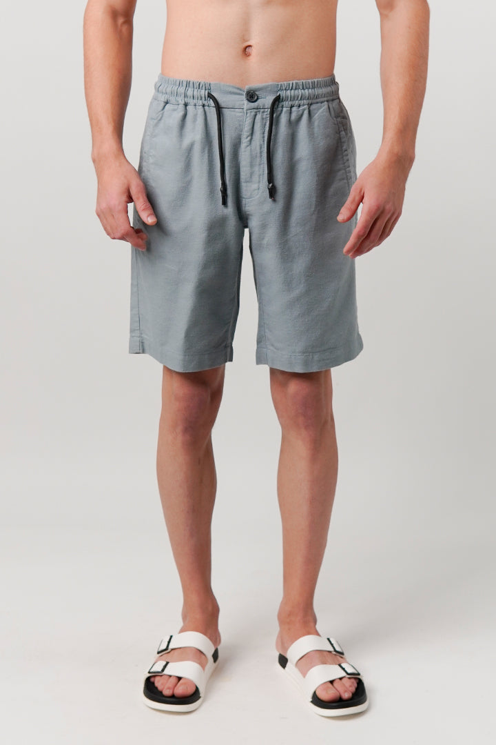 Linen Blend Shorts - Ocean Blue - Mendeez