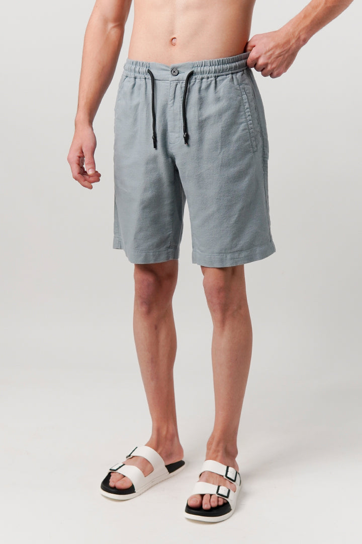 Linen Blend Shorts - Ocean Blue - Mendeez