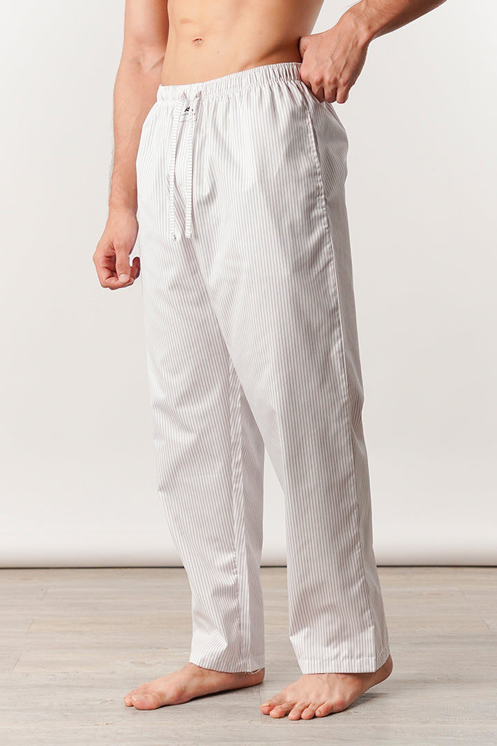 Striped Woven Pajamas - White & Blue - Mendeez
