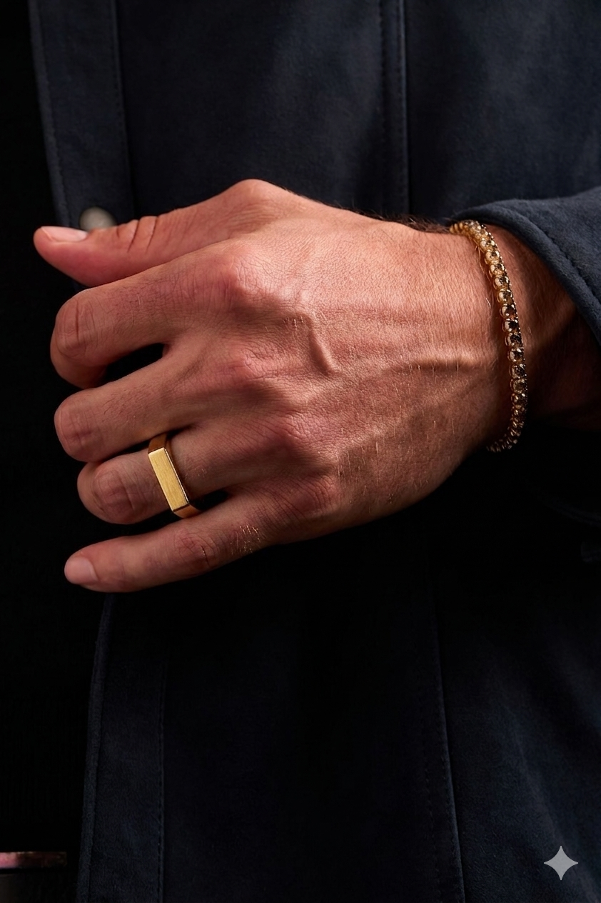 Bar Signet Ring - Gold - Mendeez