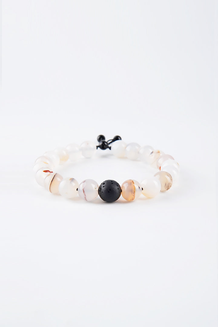 Adjustable Beaded Bracelet - Black & White - Mendeez