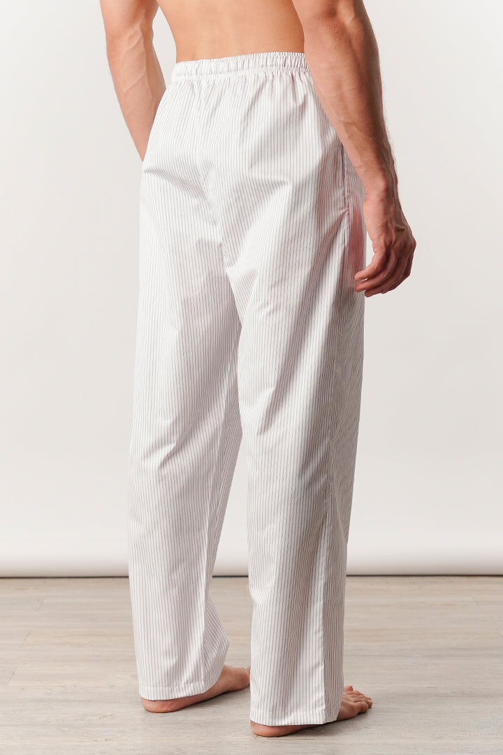 Striped Woven Pajamas - White & Blue - Mendeez