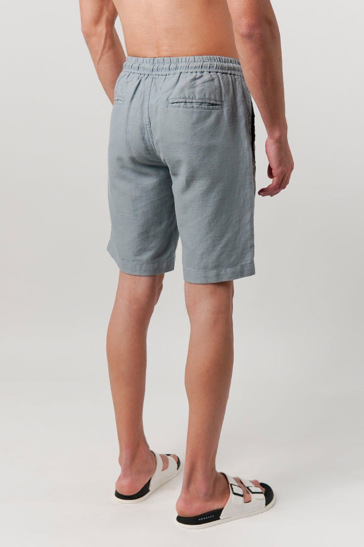 Linen Blend Shorts - Ocean Blue - Mendeez