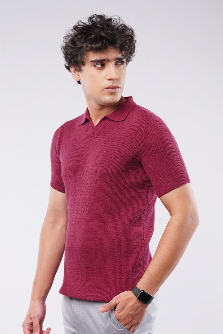 Johnny Collar Polo Shirt - Maroon - Mendeez