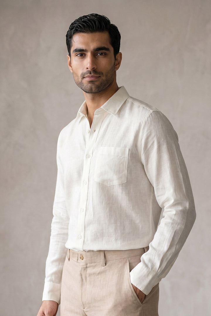 Linen Shirt - Off White - Mendeez