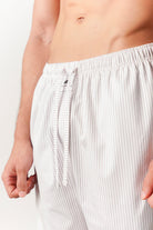 Striped Woven Pajamas - White & Blue - Mendeez