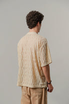 Knitted Oversized T-Shirt - Cream - Mendeez
