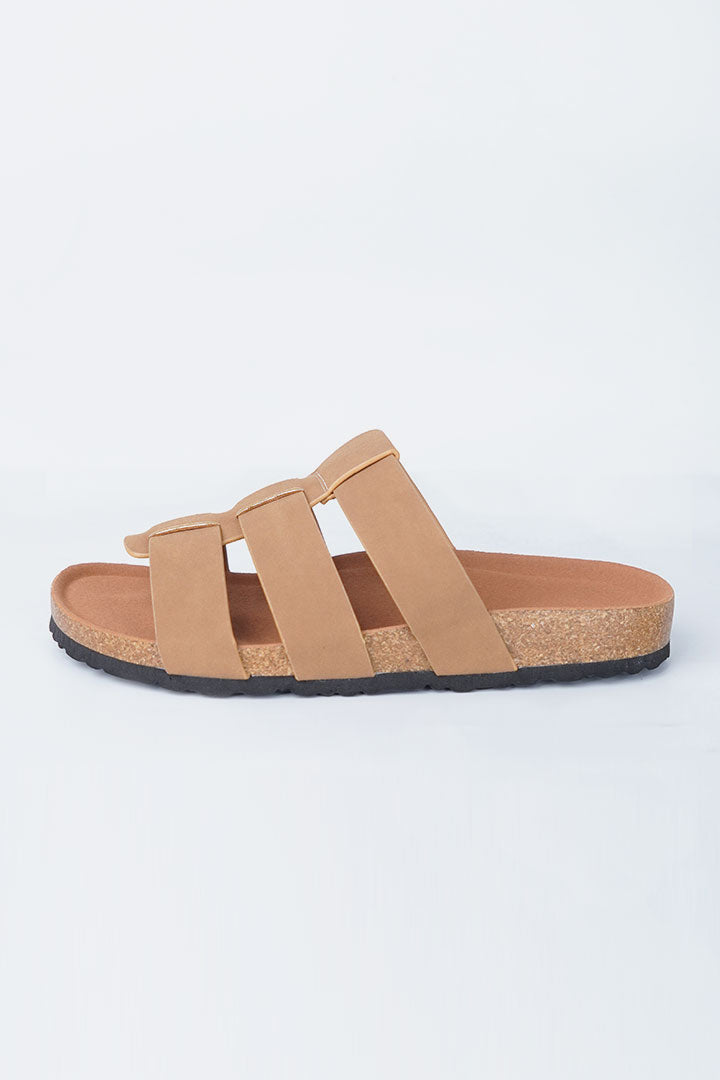 Multi-Strap Gladiator Slides - Camel Tan - Mendeez