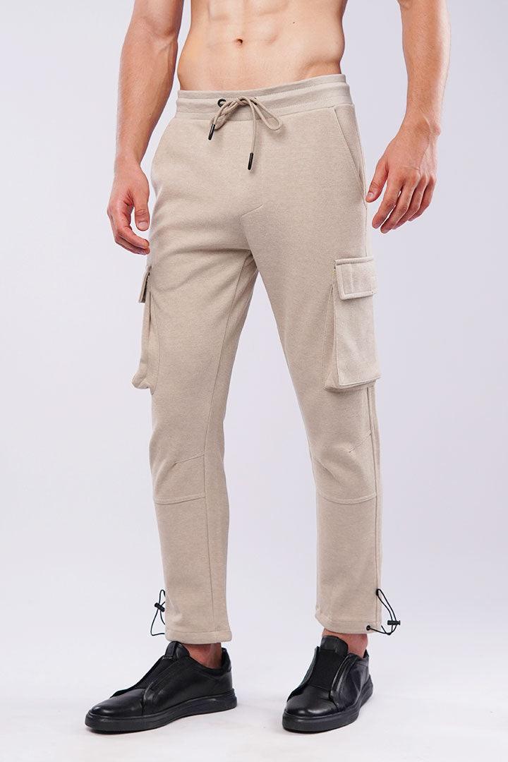 Terry Cargo Joggers - Beige - Mendeez