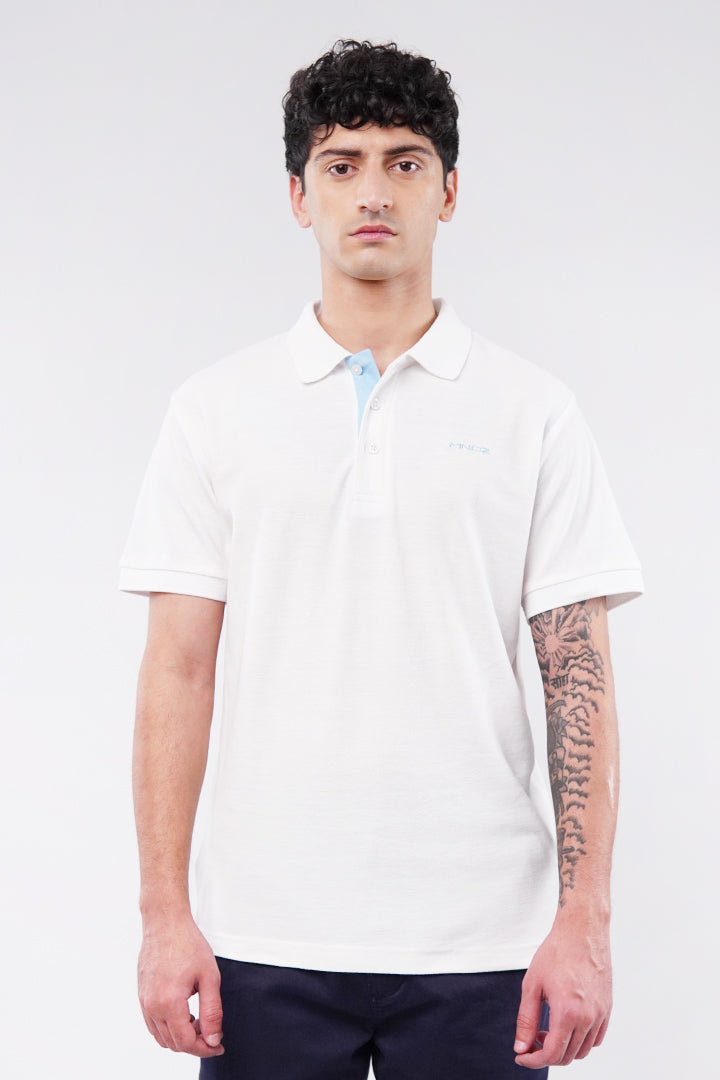 MNDZ Signature Polo Shirt - White - Mendeez
