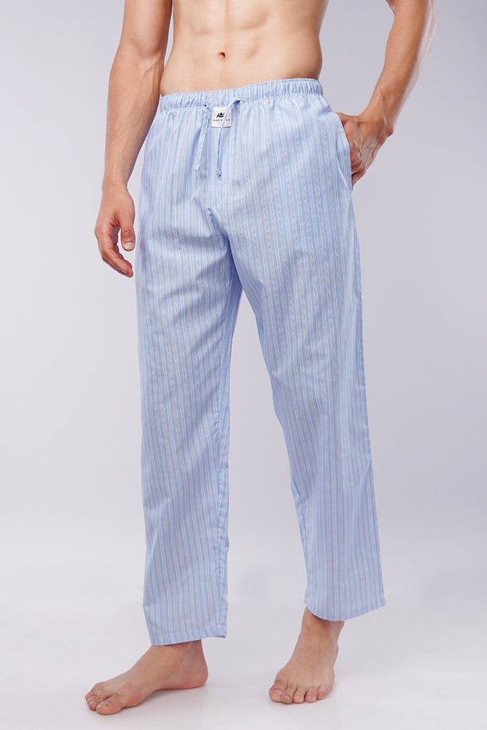 Striped Woven Pajamas - Blue - Mendeez
