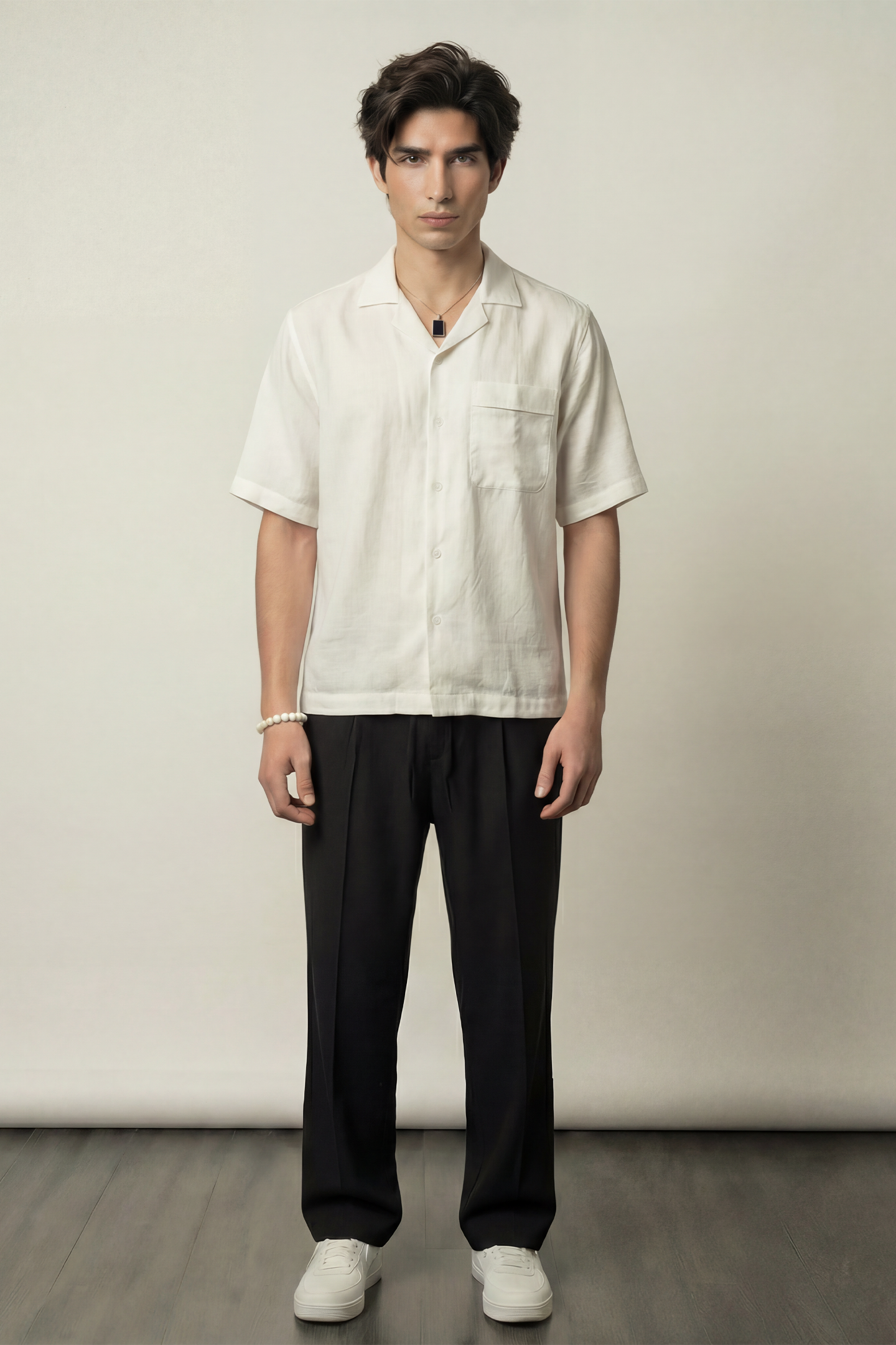 Oversized Cuban Shirt - White - Mendeez