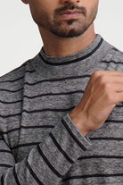 Silvered Slate Mock Neck Striped Sweatshirt - Mendeez PK 