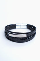 Multi-Layer Black Bracelet with Silver Bar - Mendeez