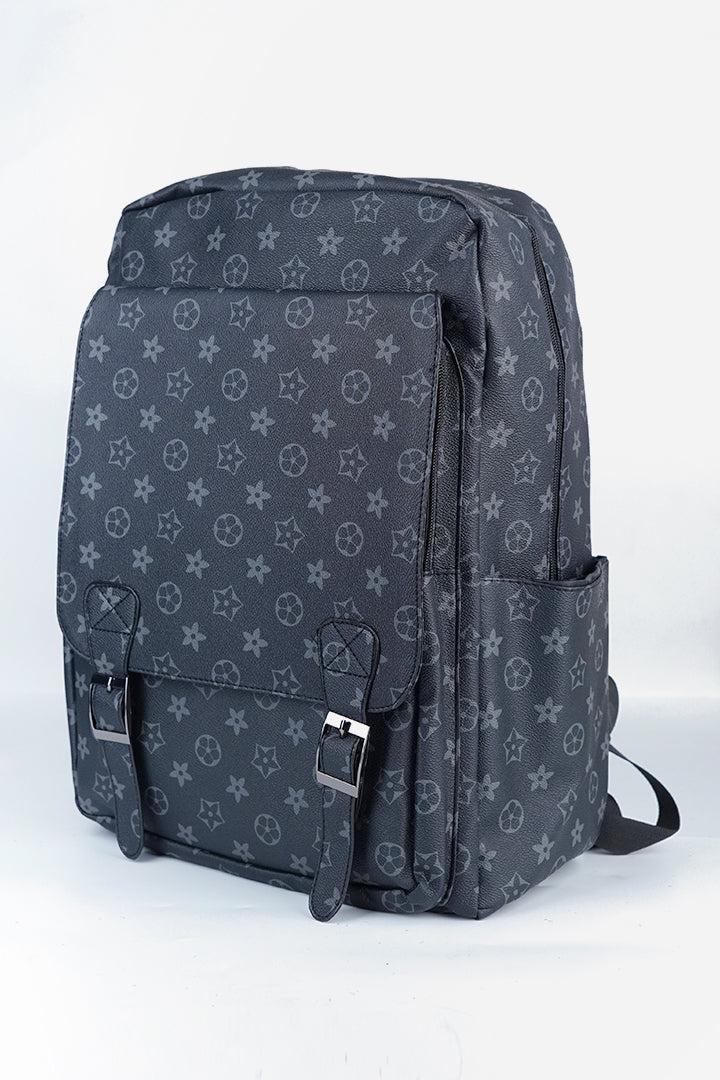 Monogram Heritage Satchel Backpack - Charcoal Black - Mendeez