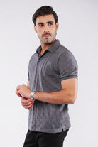 Jacquard Polo Shirt - Grey - Mendeez