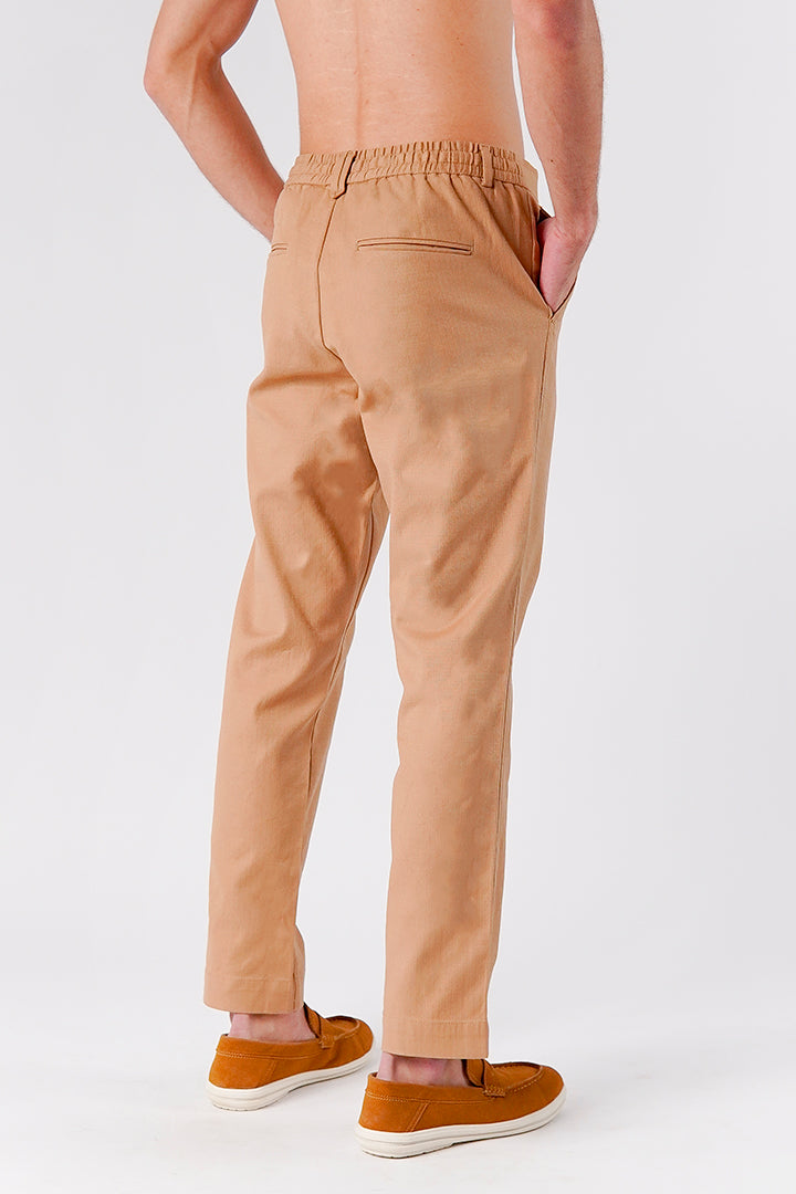 Straight Fit Jacquard Pants - Beige - Mendeez