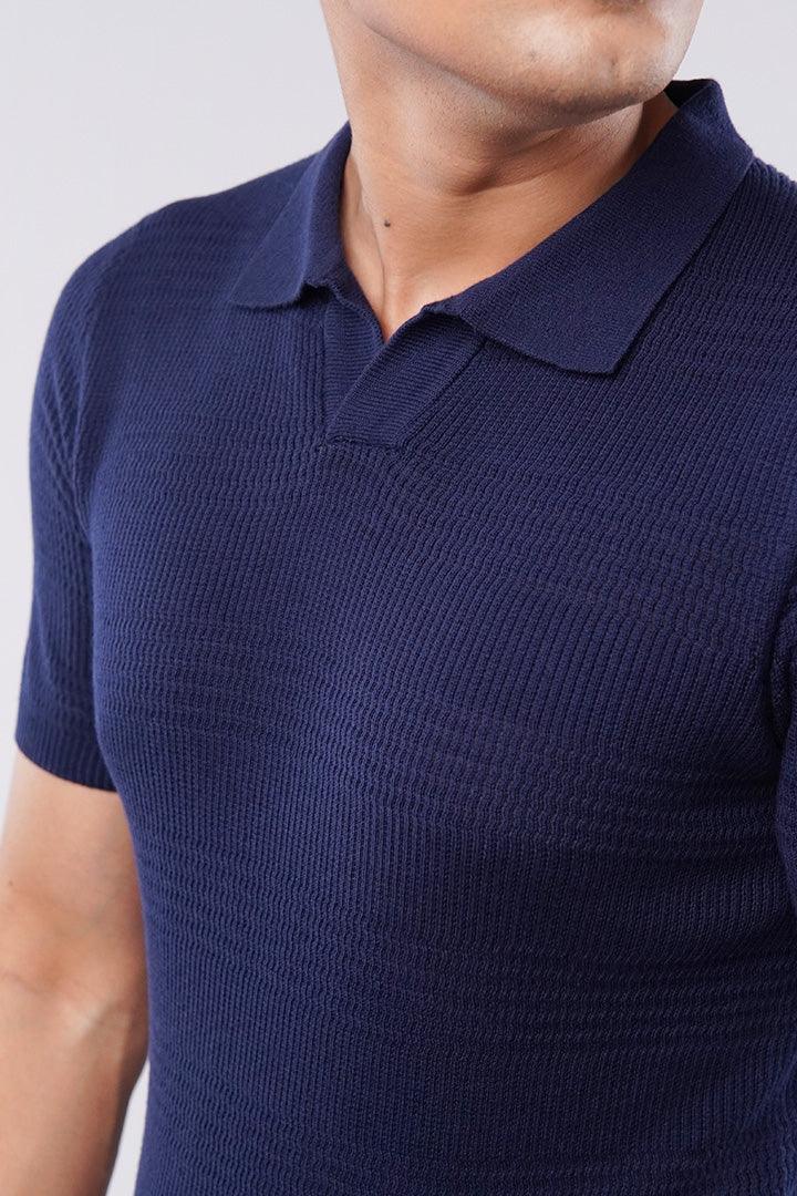 Johnny Collar Polo Shirt - Navy - Mendeez