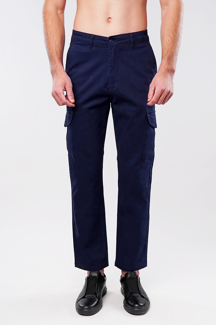 Straight Cargo Pants - Navy Blue - Mendeez