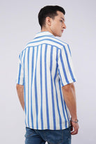 Striped Cuban Shirt - Blue & White - Mendeez