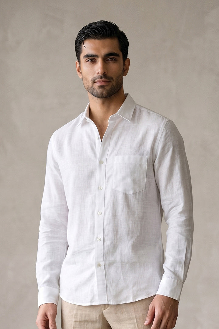 Linen Shirt - White - Mendeez