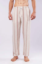 Striped Woven Pajamas - Off White - Mendeez