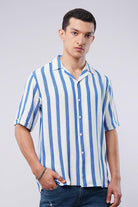 Striped Cuban Shirt - Blue & White - Mendeez