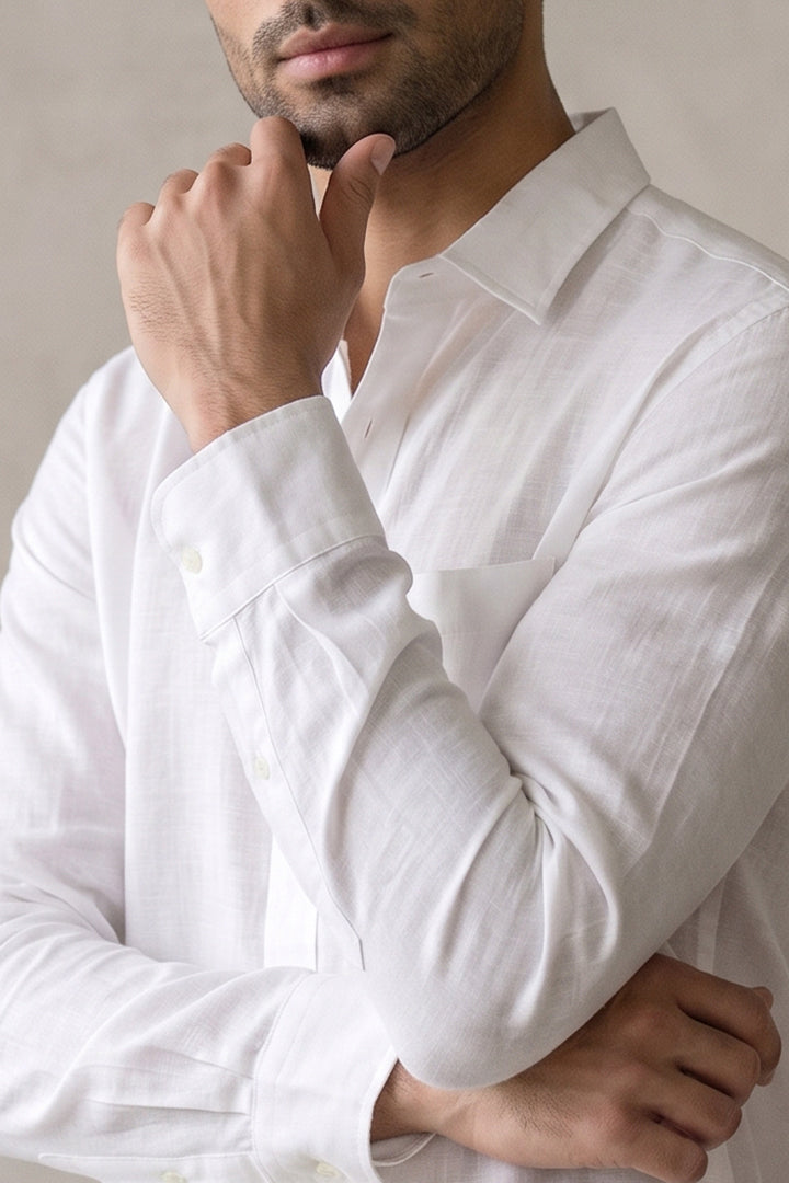 Linen Shirt - White - Mendeez