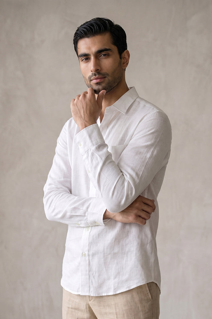 Linen Shirt - White - Mendeez