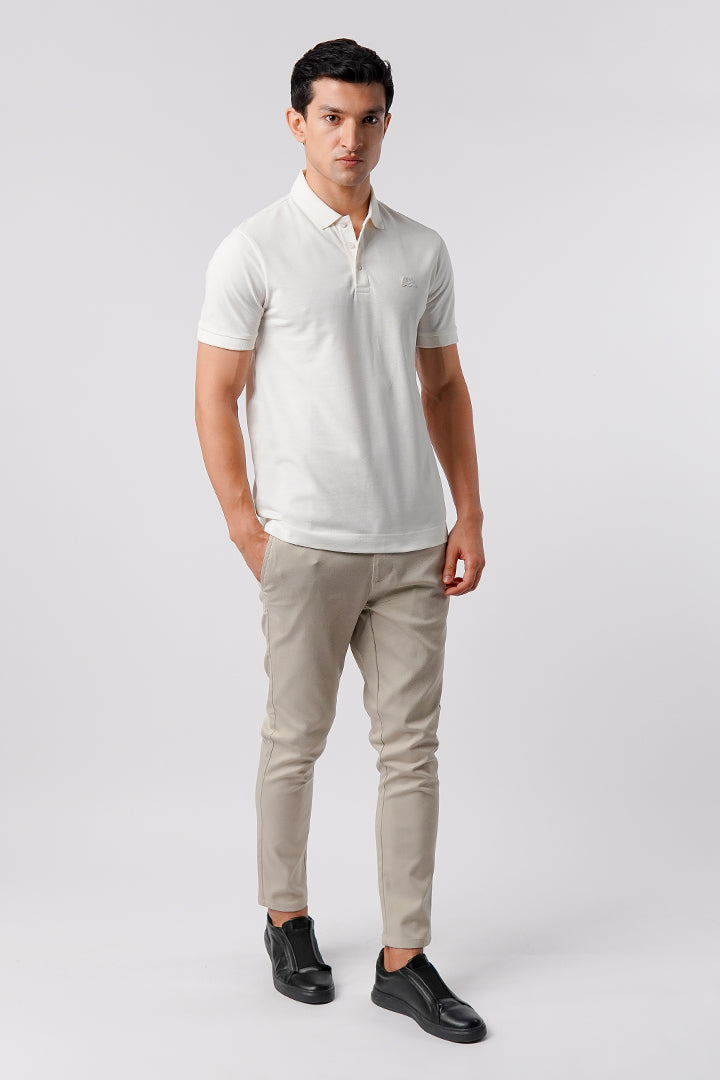 Regular Fit Polo Shirt - Off White - Mendeez