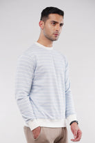 Striped Terry Sweatshirt - Sky Blue - Mendeez
