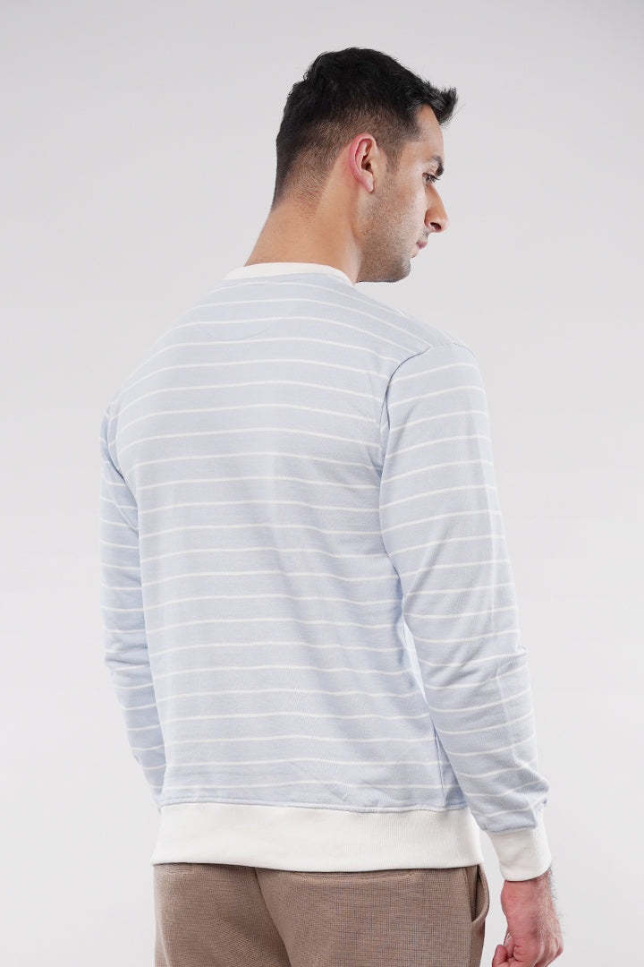 Striped Terry Sweatshirt - Sky Blue - Mendeez